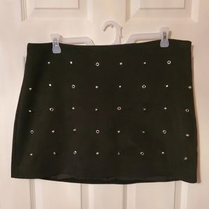 Black suede studded mini skirt
